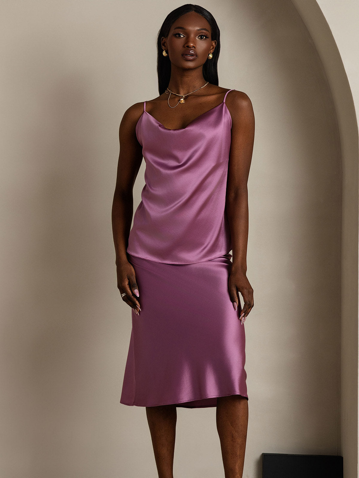 Reyanna™ | Silke Tunna Axelband Draperad Halsringning CamisoleTop