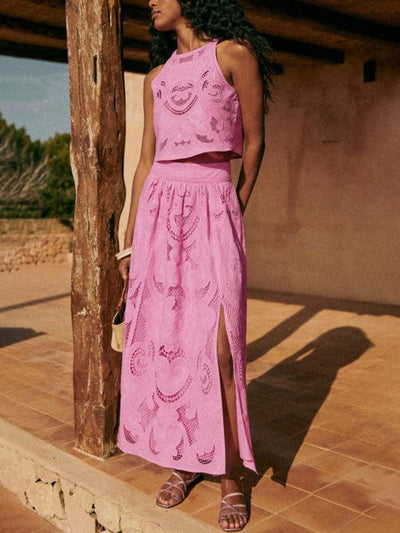 Reyanna™ | Unique sleeveless hollow lace short suit