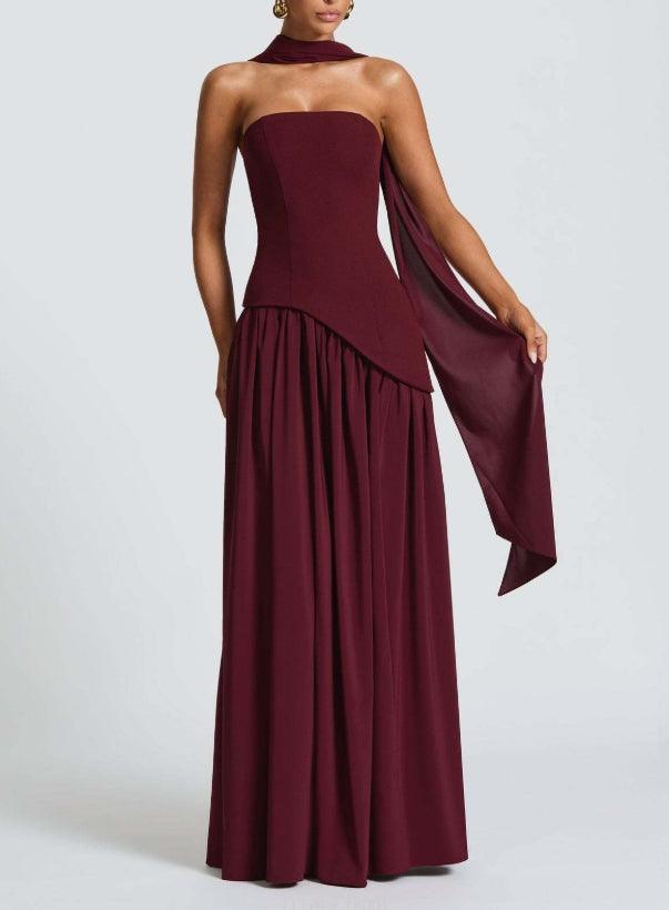 Reyanna™ | Strapless Slit Ribbon Maxi Dress