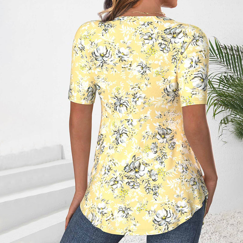 Elegant Blus Med Blommönster