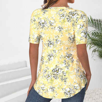 Elegant Blus Med Blommönster