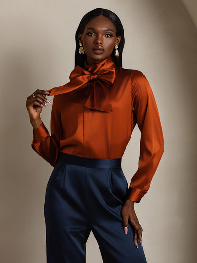 Reyanna™ | Dambasic Blus I 19 Momme Siden Med Knutkrage