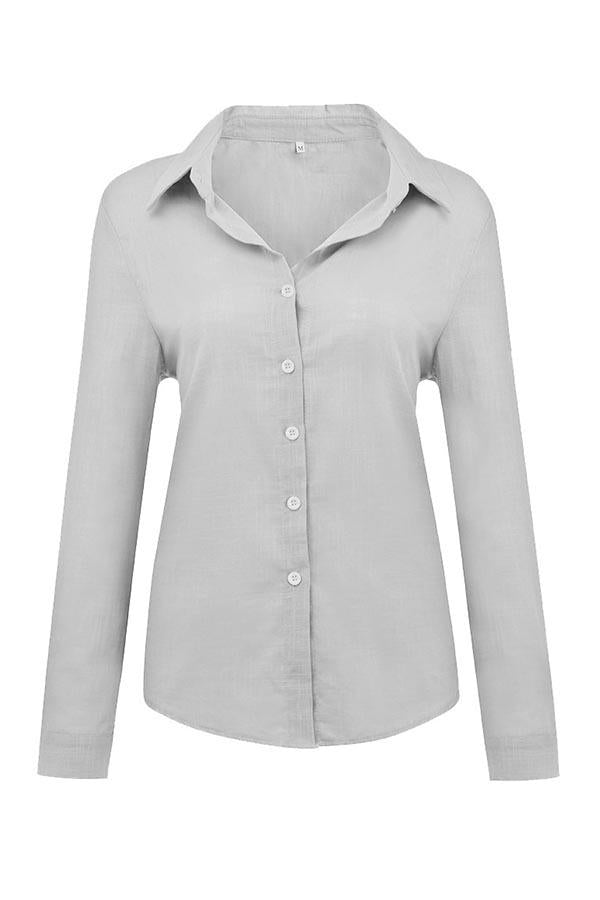 Reyanna™ | Casual Solid Button Shirt Collar Blouse