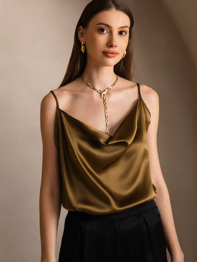Reyanna™ | Silke Tunna Axelband Draperad Halsringning CamisoleTop