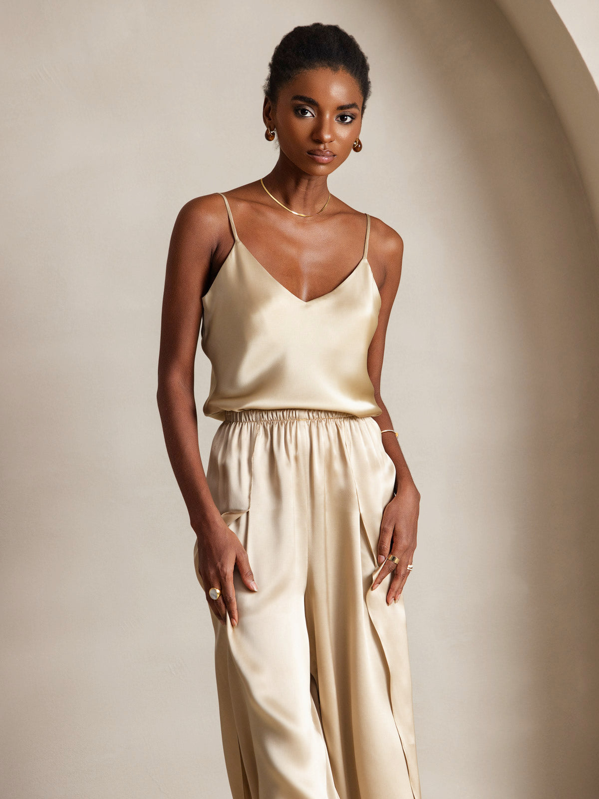 Reyanna™ | V-ringning Ren Silke Spaghettiband Camisole-linne