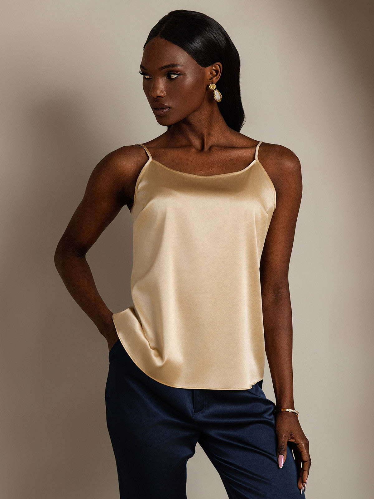 Reyanna™ | Silkes Avslappnad Spaghettiband Camisole-linne