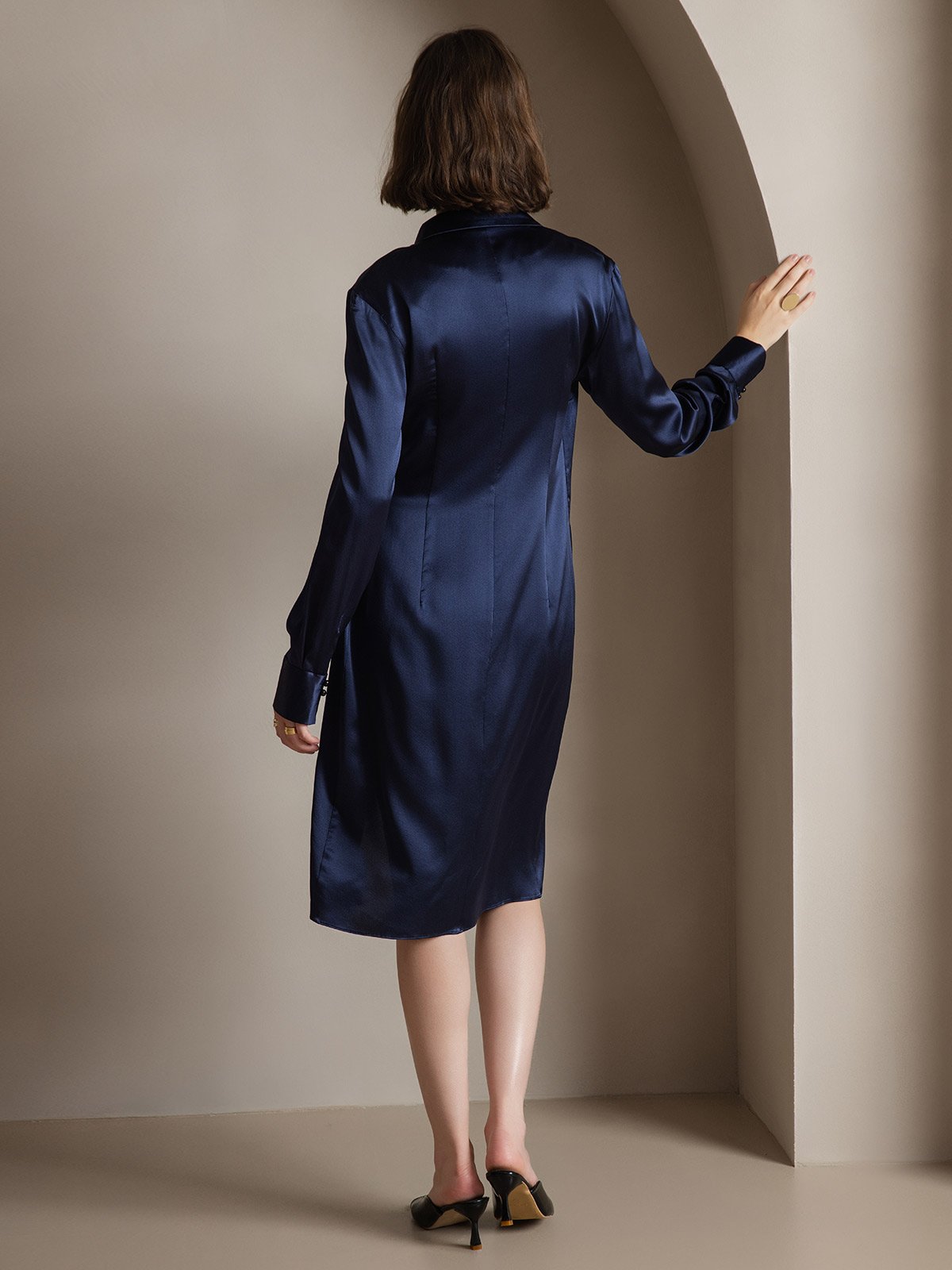 Reyanna™ | Siden Elegant Kjol Slits Långärmad Klänning
