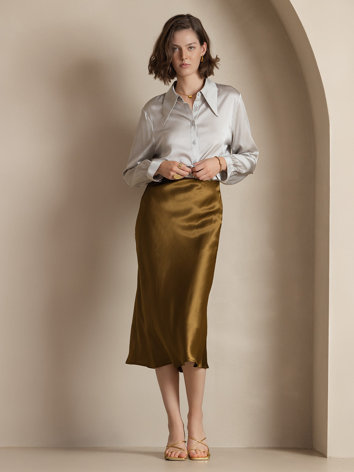 Reyanna™ | Rent Silke Klassisk Elegant Damkjol