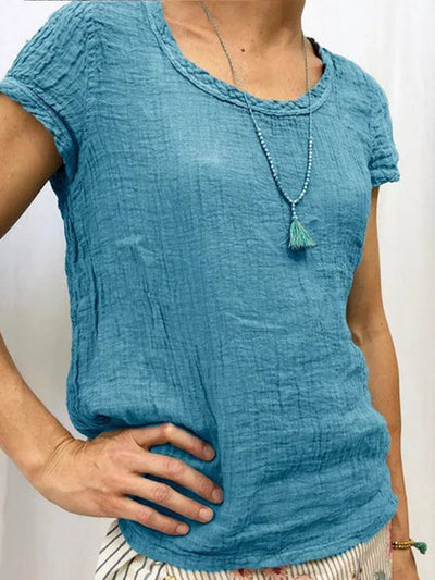 Reyanna™ | Vintag Reound Neck Cotton and Linen Casual Shirt