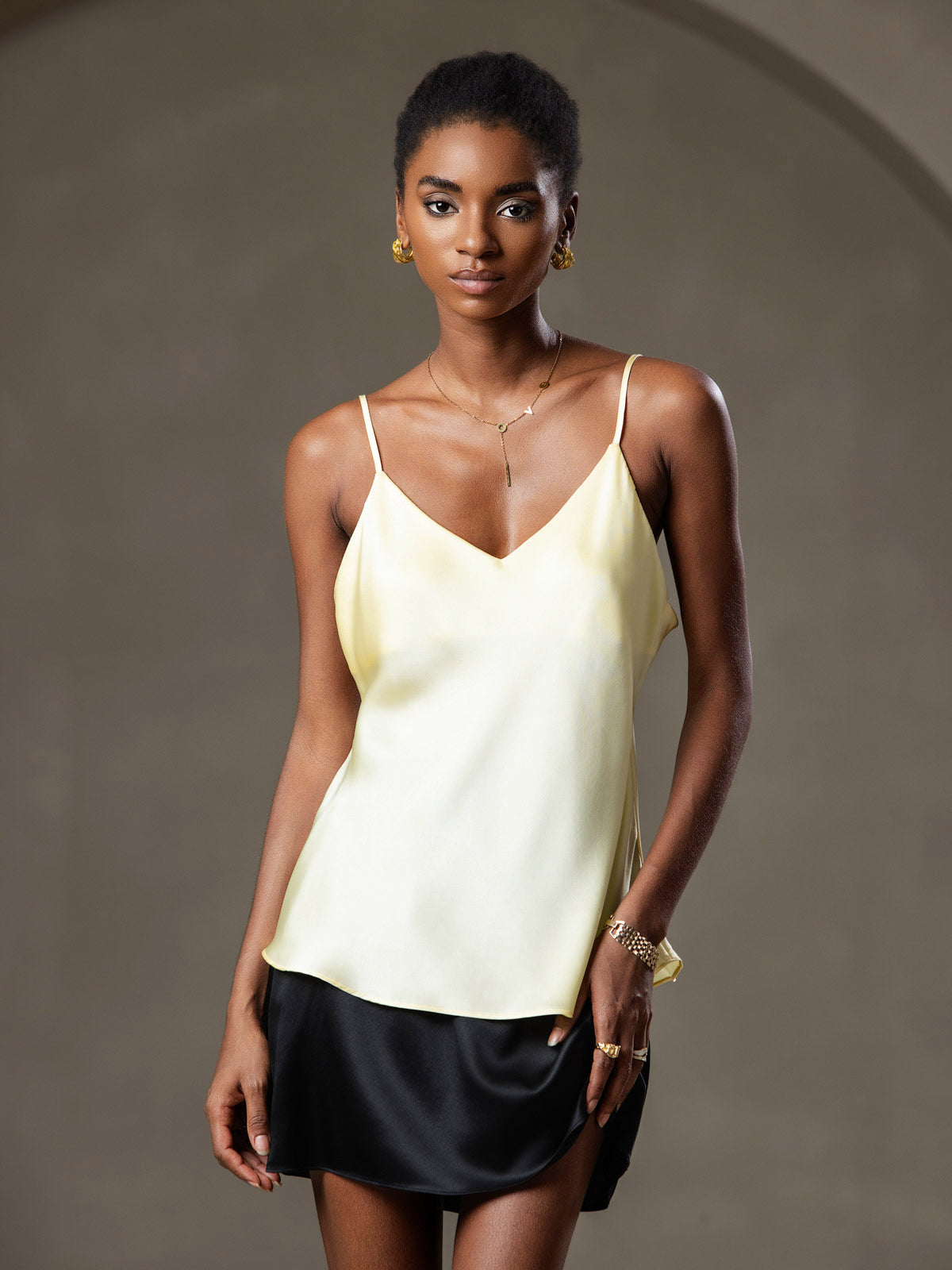 Reyanna™ | V-ringning Ren Silke Spaghettiband Camisole-linne