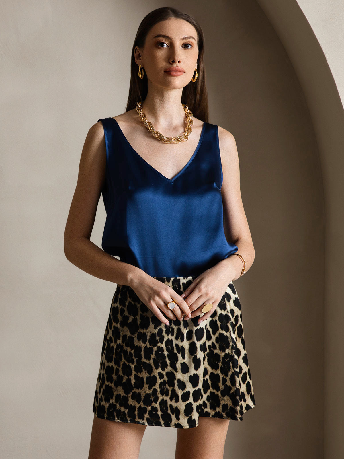 Reyanna™ | Silke V-ringning Tirantes Camiseta Top