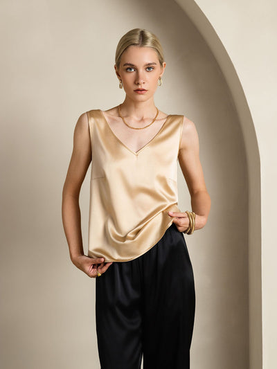 Reyanna™ | Silke V-ringning Tirantes Camiseta Top