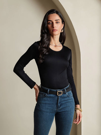 Reyanna™ | Silkesblandning Rund Hals Långärmad T-Shirt