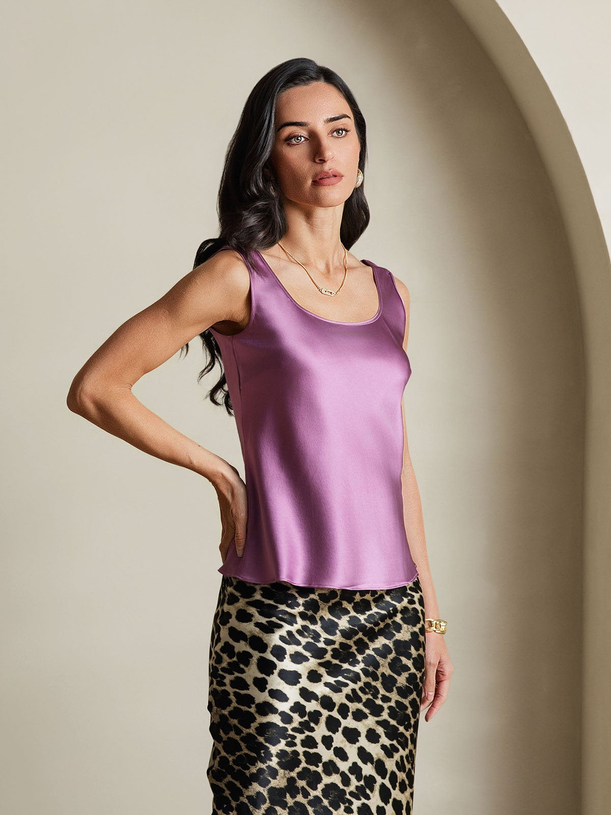 Reyanna™ | Silke U-ringad Axelbands Camiseta Top