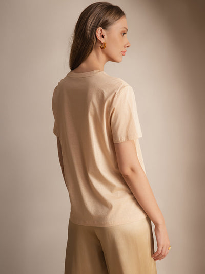 Reyanna™ | Silke Stickad Bas Rund Hals T-Shirt