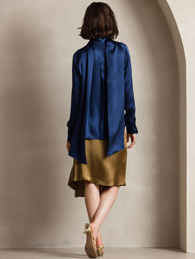 Reyanna™ | Dambasic Blus I 19 Momme Siden Med Knutkrage