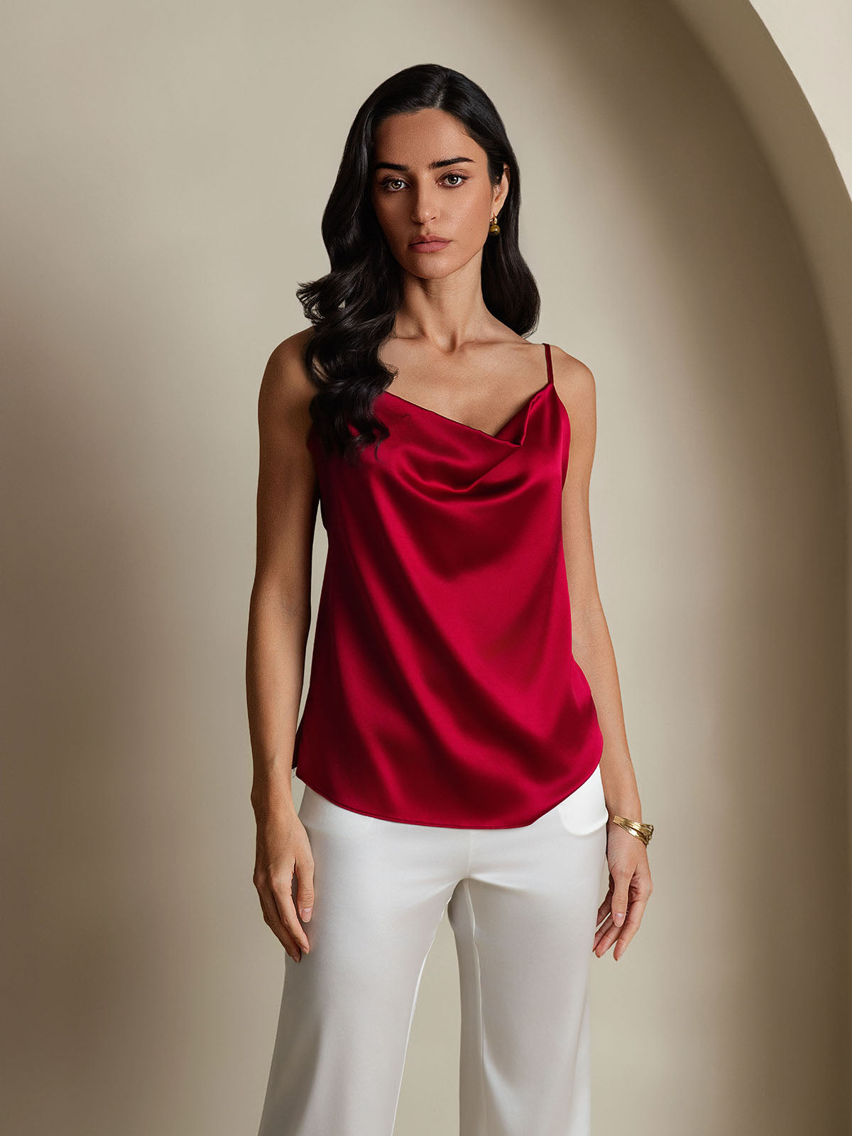 Reyanna™ | Silke Tunna Axelband Draperad Halsringning CamisoleTop
