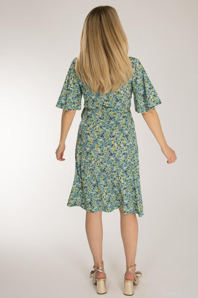 Bestie shine wrap short jersey dress - Teal