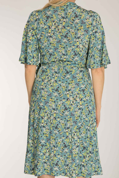Bestie shine wrap short jersey dress - Teal
