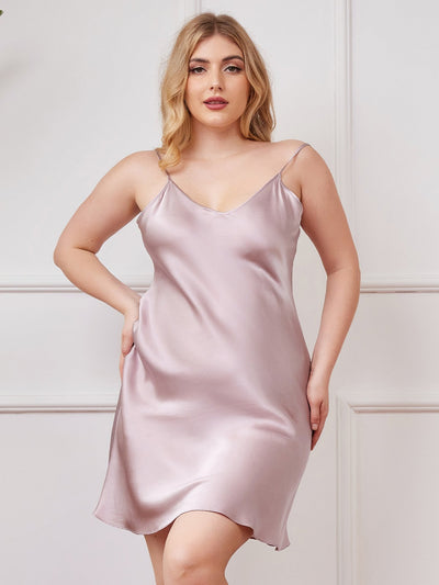 Reyanna™ | Plusstorlekar Ren Siden Sexig Chemise Nattklänning