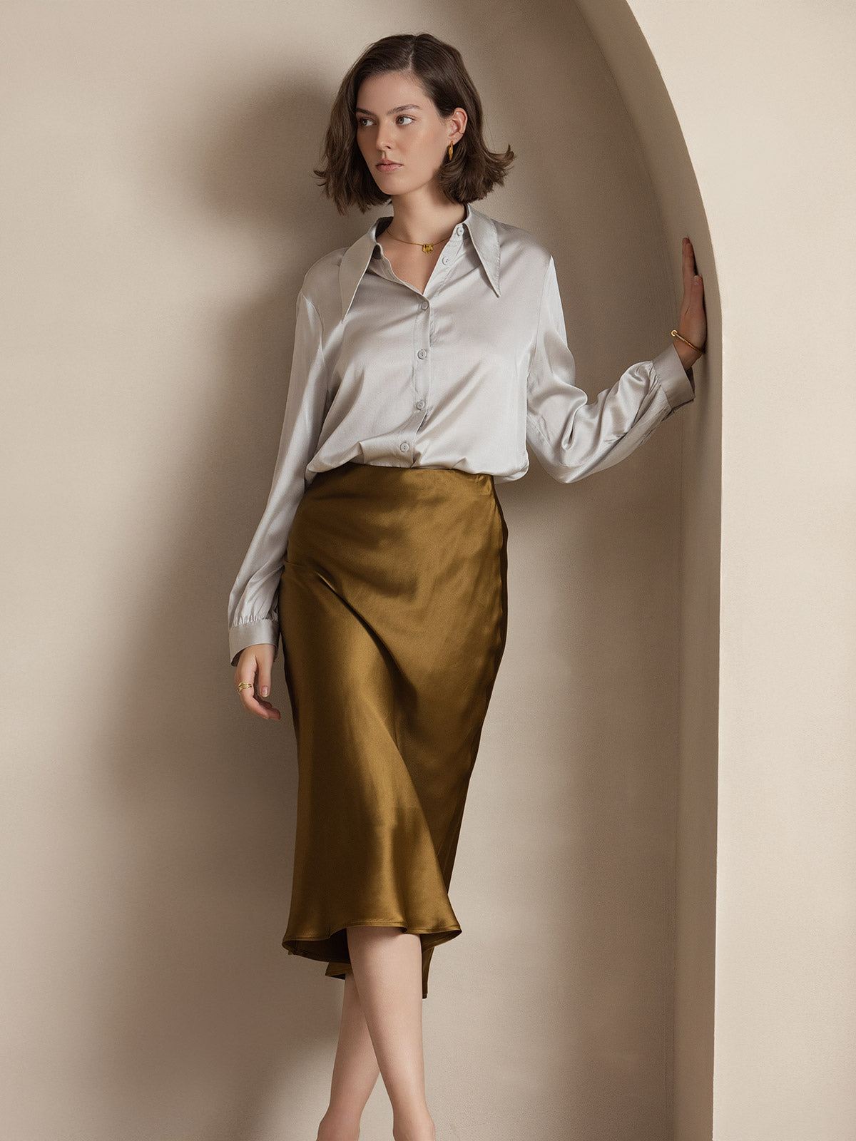 Reyanna™ | Rent Silke Klassisk Elegant Damkjol