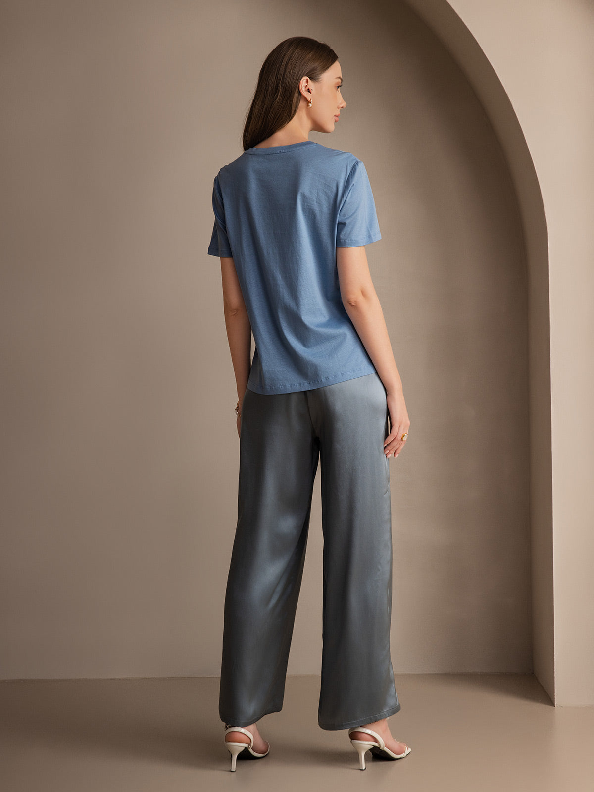 Reyanna™ | Ren Silke Avslappnad Elastisk Midja Byxa