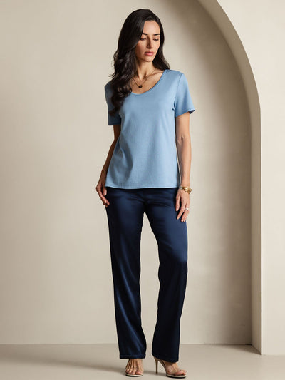 Reyanna™ | Silkeblandning V-ringning Dam T-shirt
