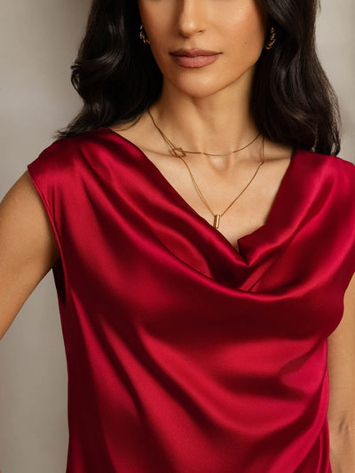 Reyanna™ | Silke Kappärmad Krage Tanktop/Blus