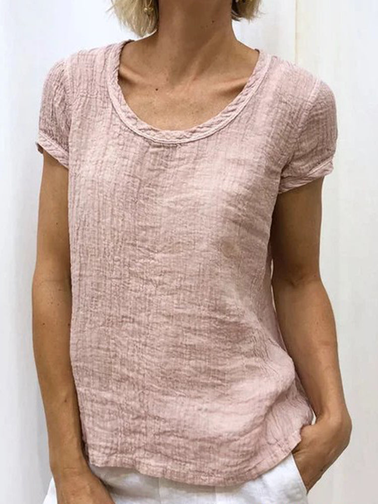 Reyanna™ | Vintag Reound Neck Cotton and Linen Casual Shirt