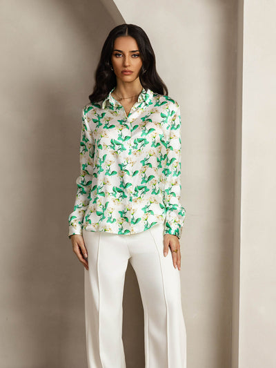 Reyanna™ | Silkesklassisk Militärinspirerad Blus Med Krage