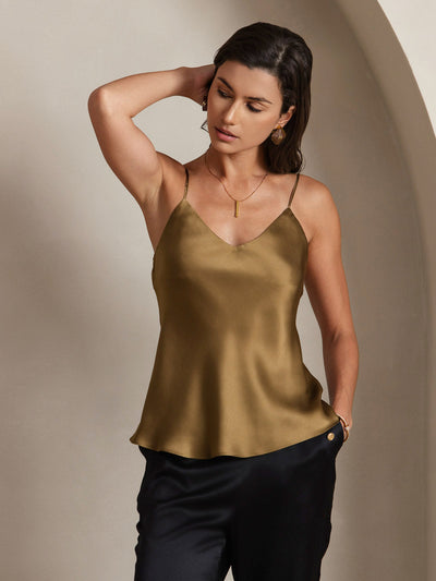 Reyanna™ | V-ringning Ren Silke Spaghettiband Camisole-linne