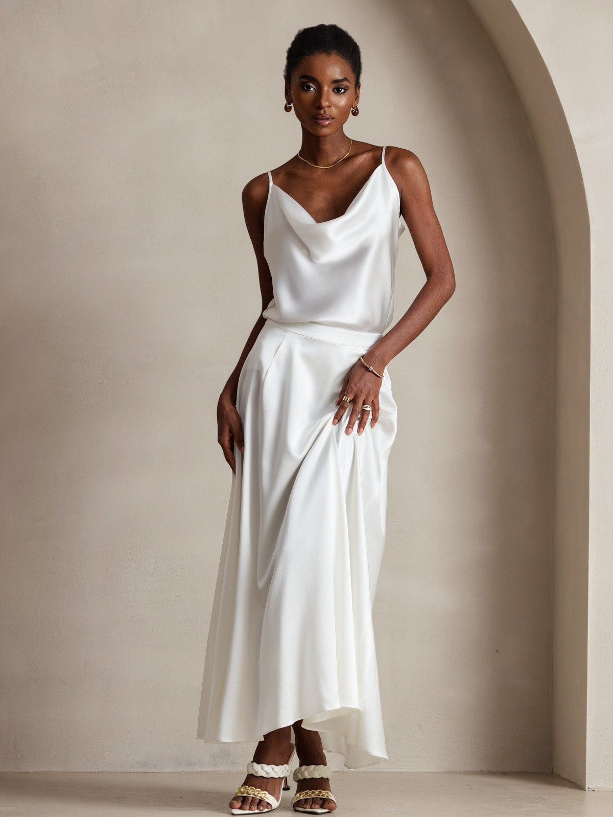 Reyanna™ | Silke Vattenfallsringning Spagettiband Camisole Topp