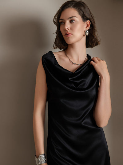 Reyanna™ | Siden elegant cowl-neck ärmlös klänning