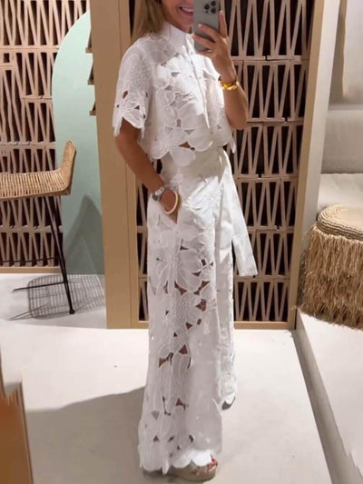 Reyanna™ | Exquisite floral embroidery sexy hollow suit