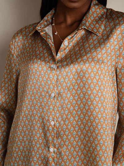 Reyanna™ | Silkesklassisk Militärinspirerad Blus Med Krage