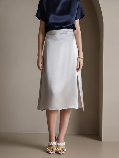 Reyanna™ | Siden Enfärgad Elegant Kjol Med Sprund