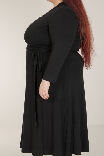 Bestie wrap midi jersey dress - Black