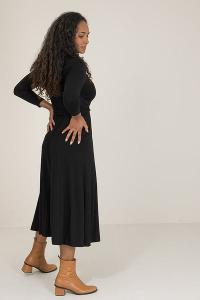 Bestie wrap midi jersey dress - Black