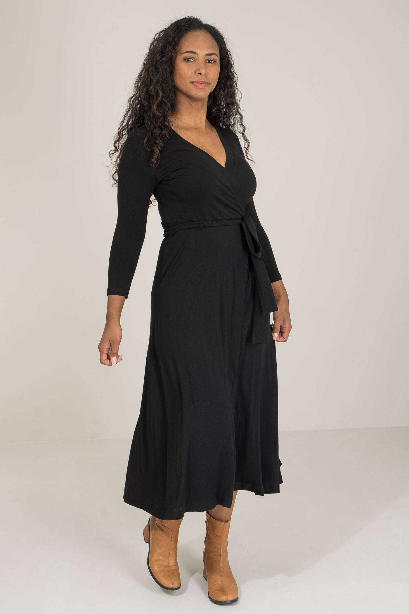 Bestie wrap midi jersey dress - Black