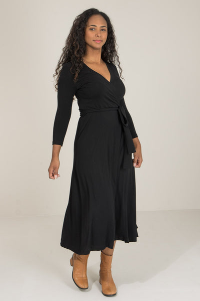Bestie wrap midi jersey dress - Black