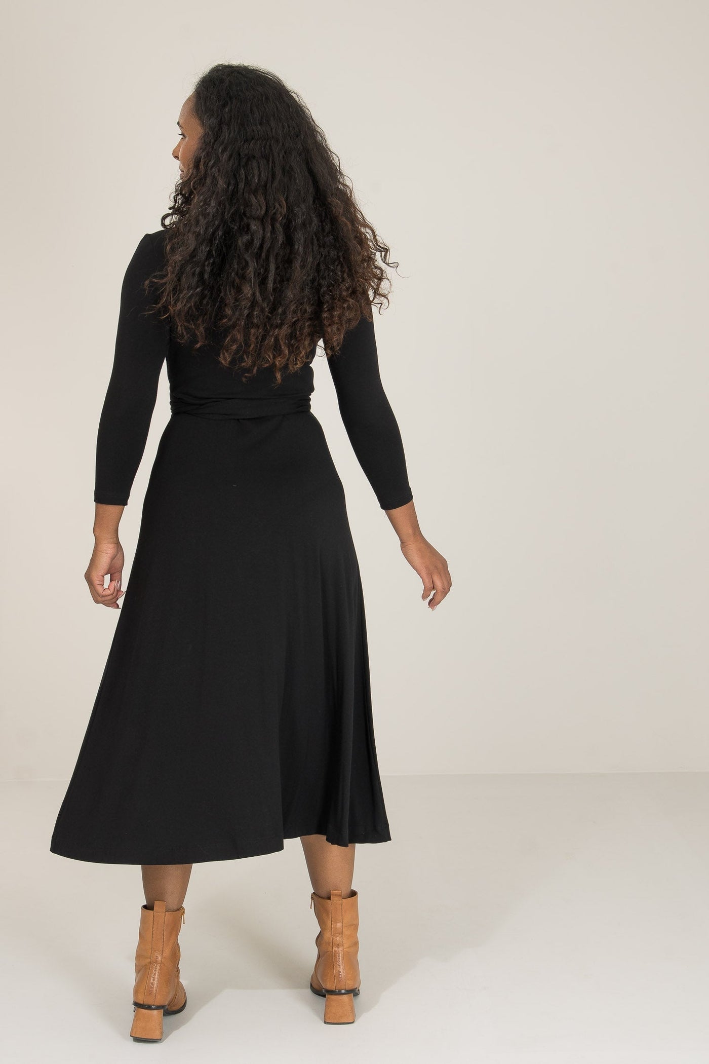 Bestie wrap midi jersey dress - Black