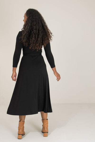 Bestie wrap midi jersey dress - Black