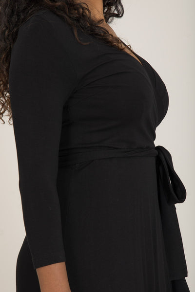 Bestie wrap midi jersey dress - Black