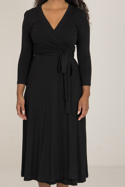 Bestie wrap midi jersey dress - Black