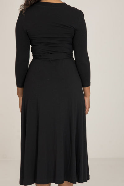 Bestie wrap midi jersey dress - Black