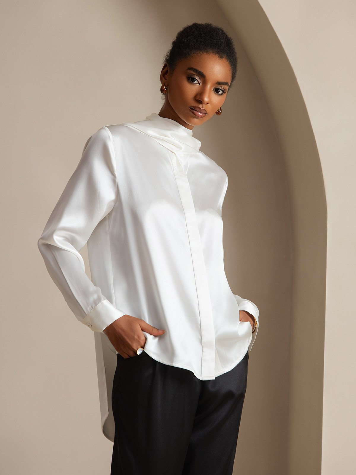Reyanna™ | Sidenmode Slipskrage Skjorta