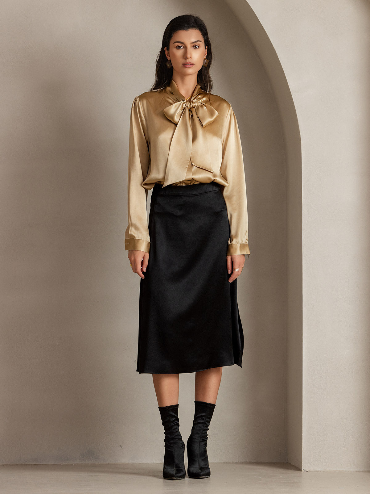 Reyanna™ | Siden Enfärgad Elegant Kjol Med Sprund