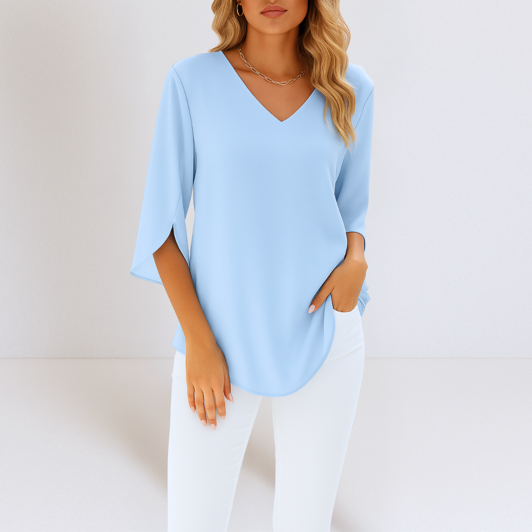 Reyanna |Jannike | Blus med V-ringning och Delade Ärm­ar