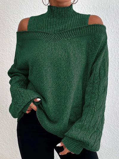 Reyanna™ | High Neck Cutout Off Shoulder Long Sleeve Loose Sweater
