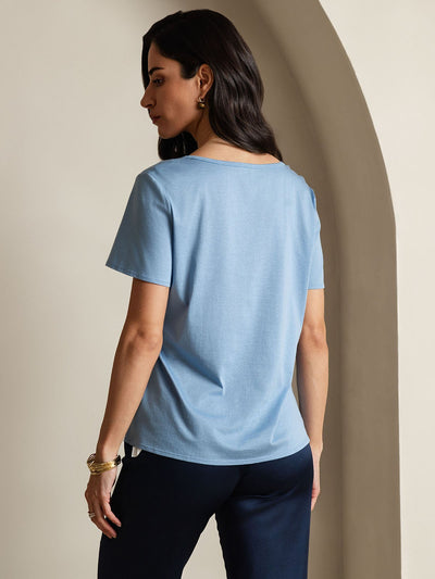 Reyanna™ | Silkeblandning V-ringning Dam T-shirt